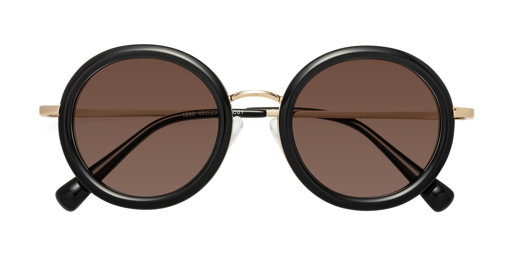 Folded Front of Club in Black-Gold with Brown Tinted Lenses