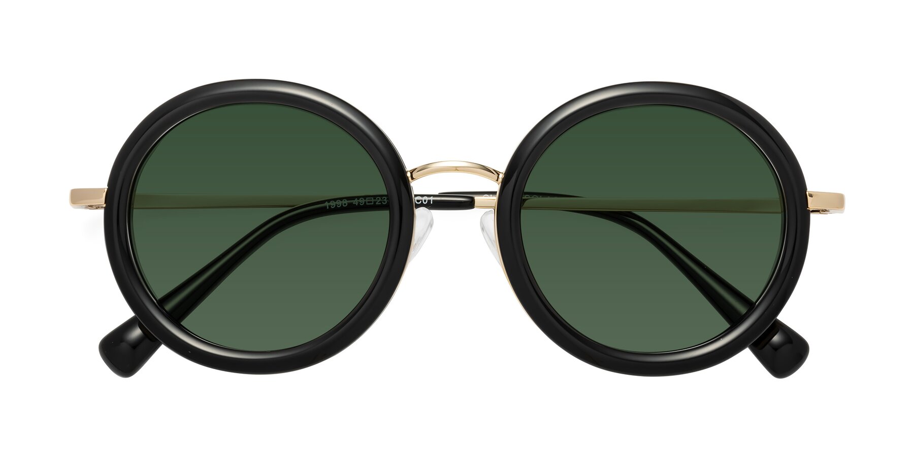 Folded Front of Club in Black-Gold with Green Tinted Lenses