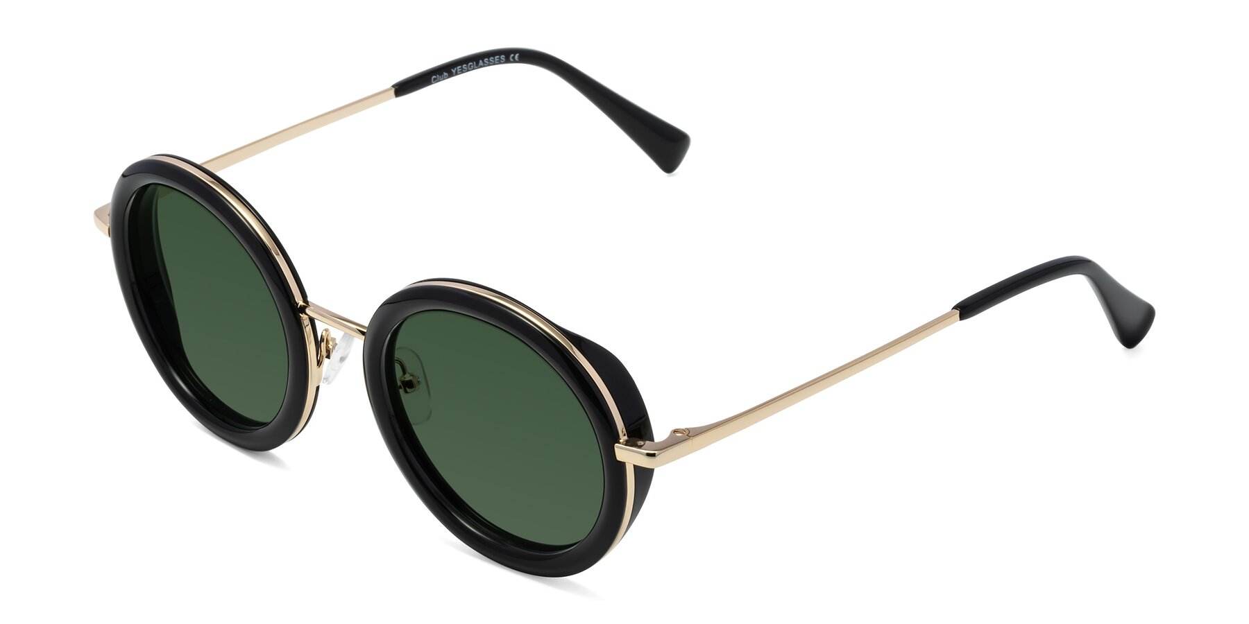 Angle of Club in Black-Gold with Green Tinted Lenses