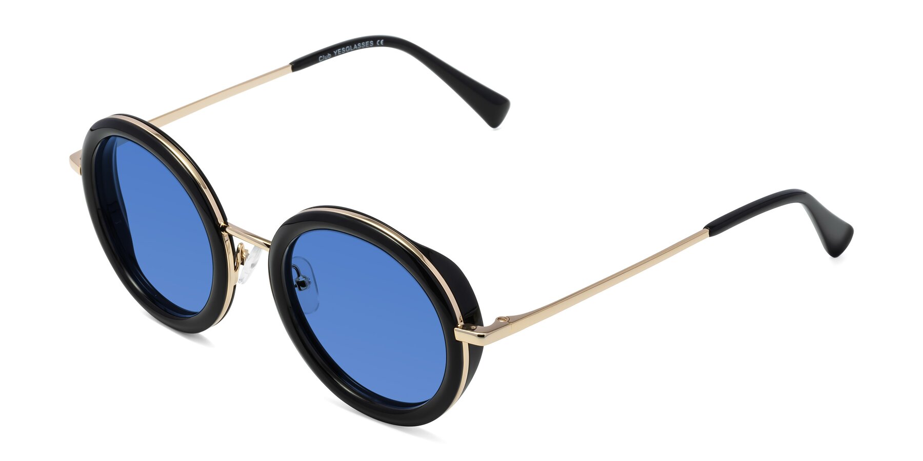 Angle of Club in Black-Gold with Blue Tinted Lenses
