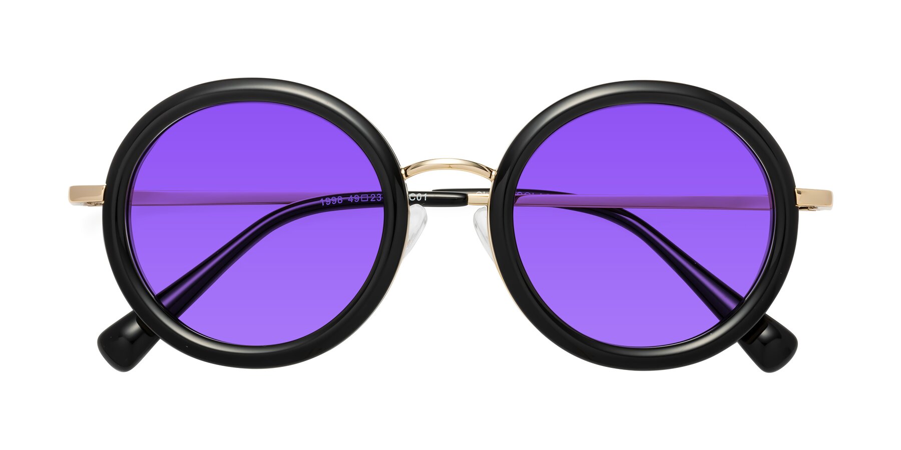 Folded Front of Club in Black-Gold with Purple Tinted Lenses