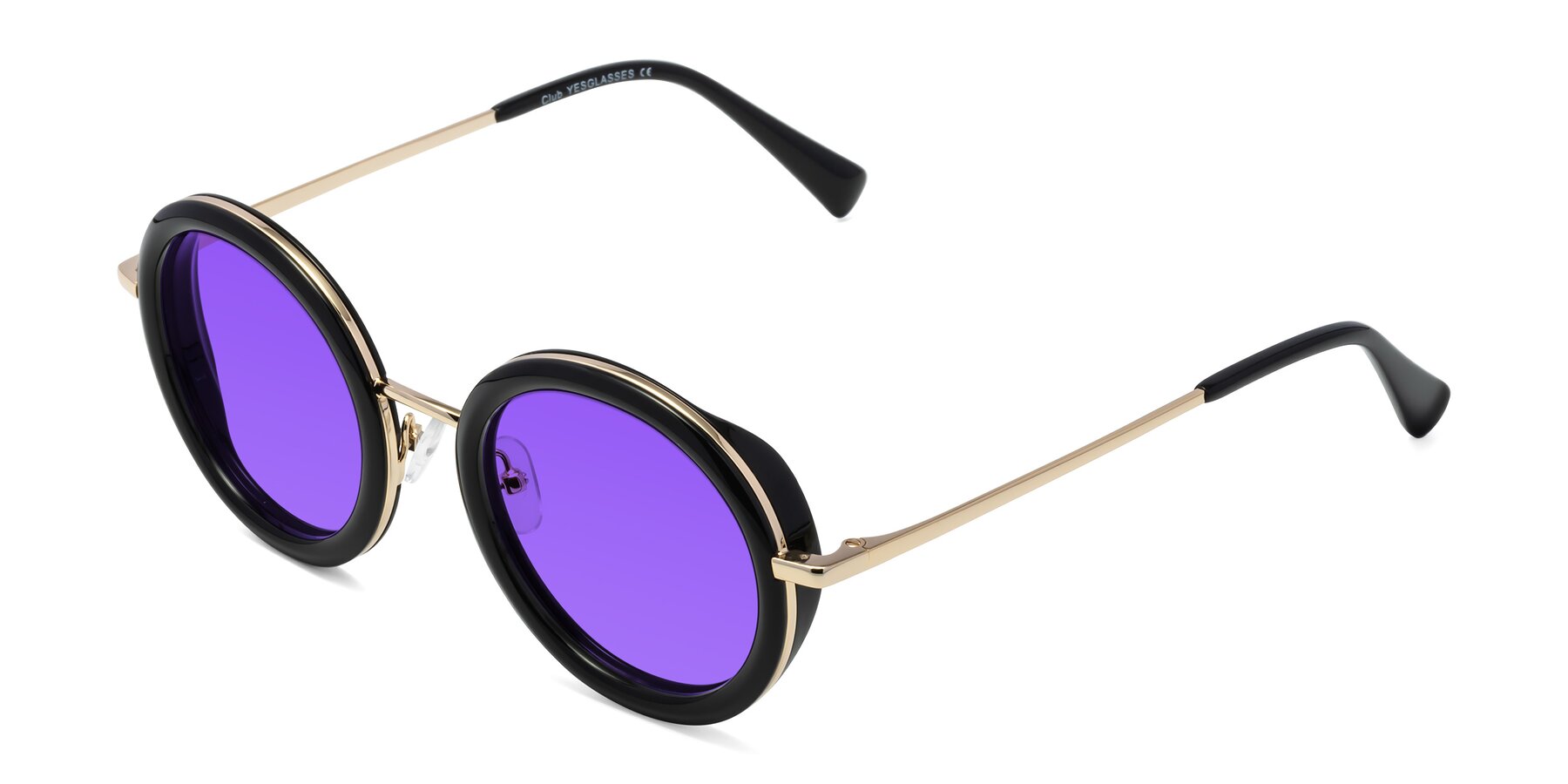 Angle of Club in Black-Gold with Purple Tinted Lenses
