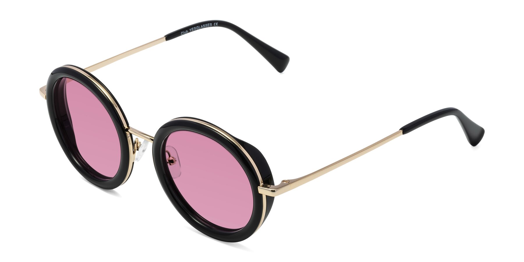 Angle of Club in Black-Gold with Medium Wine Tinted Lenses