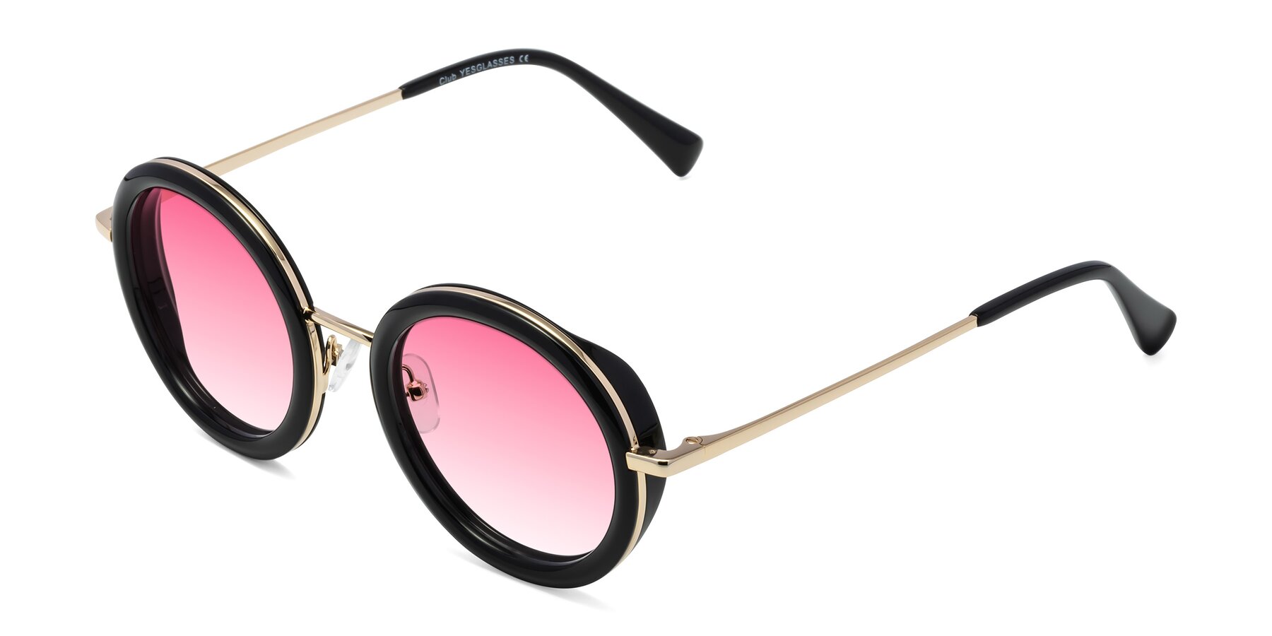 Angle of Club in Black-Gold with Pink Gradient Lenses