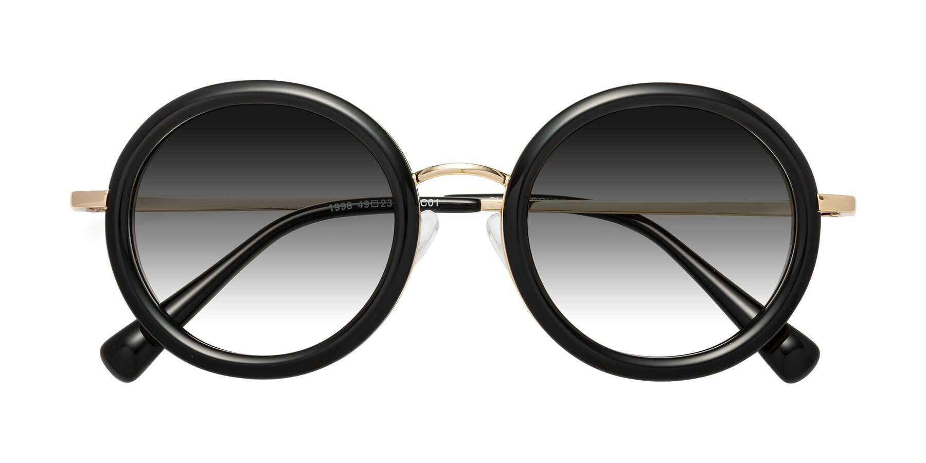 Folded Front of Club in Black-Gold with Gray Gradient Lenses