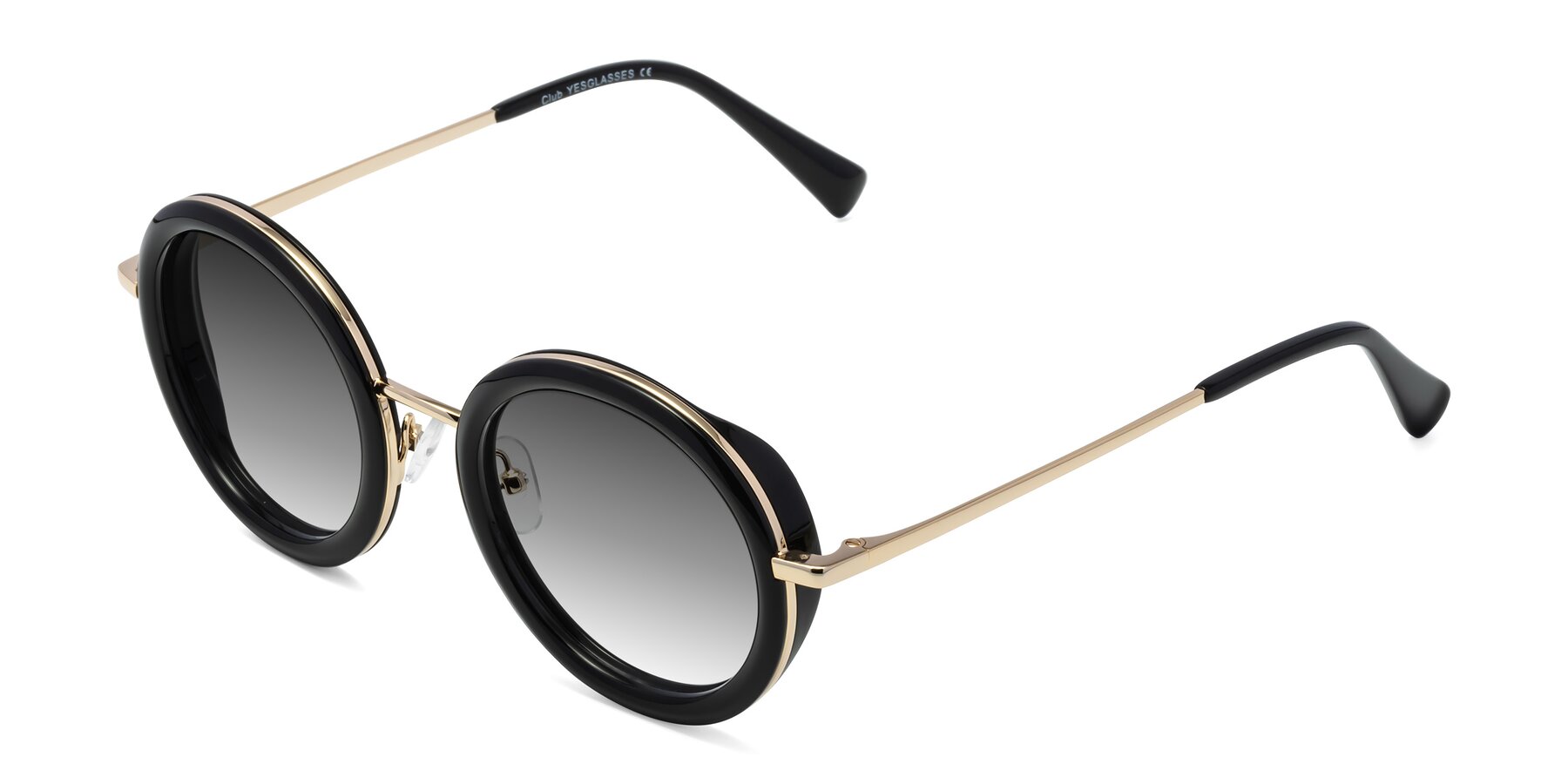Angle of Club in Black-Gold with Gray Gradient Lenses