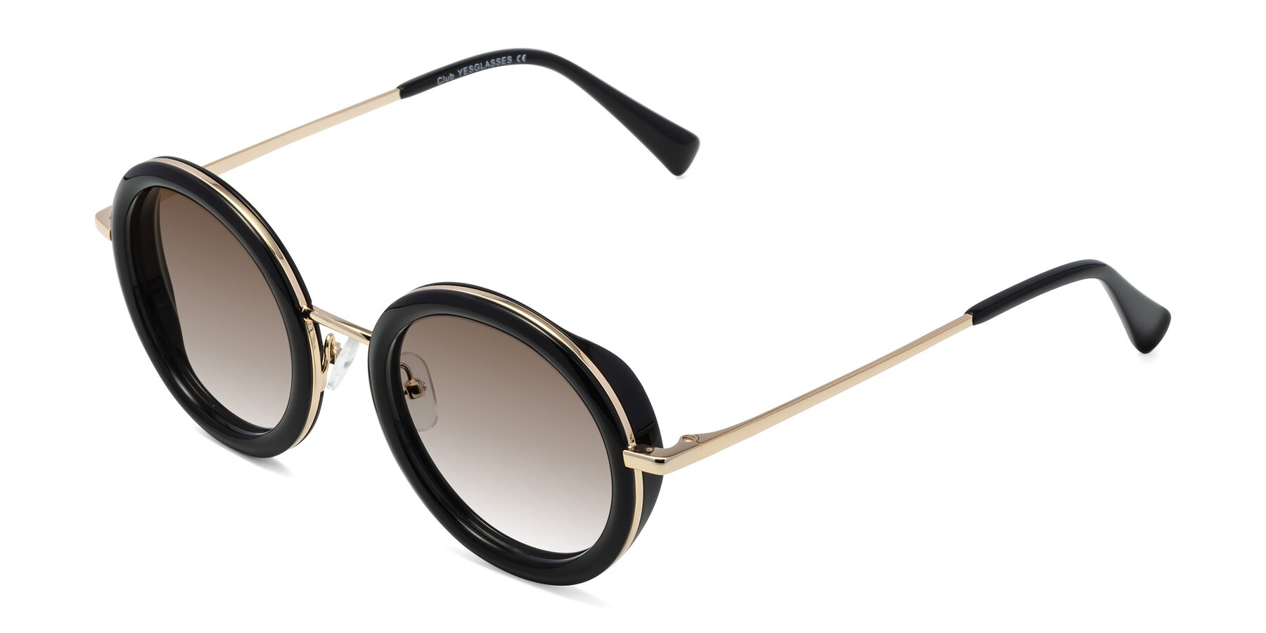 Angle of Club in Black-Gold with Brown Gradient Lenses