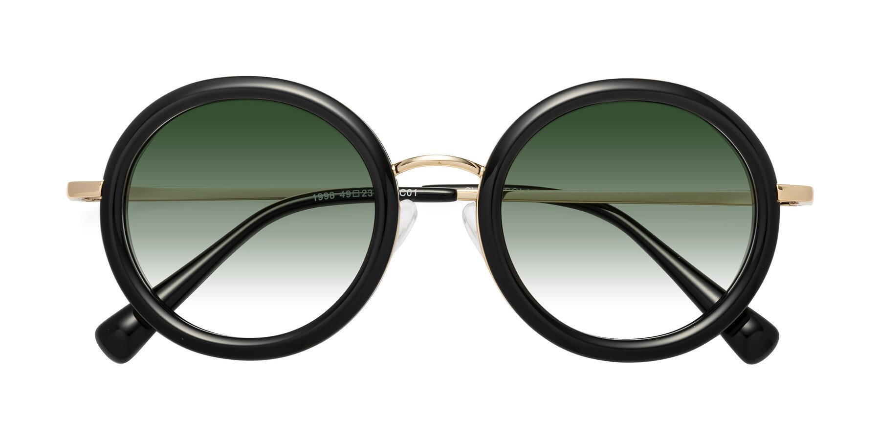 Folded Front of Club in Black-Gold with Green Gradient Lenses