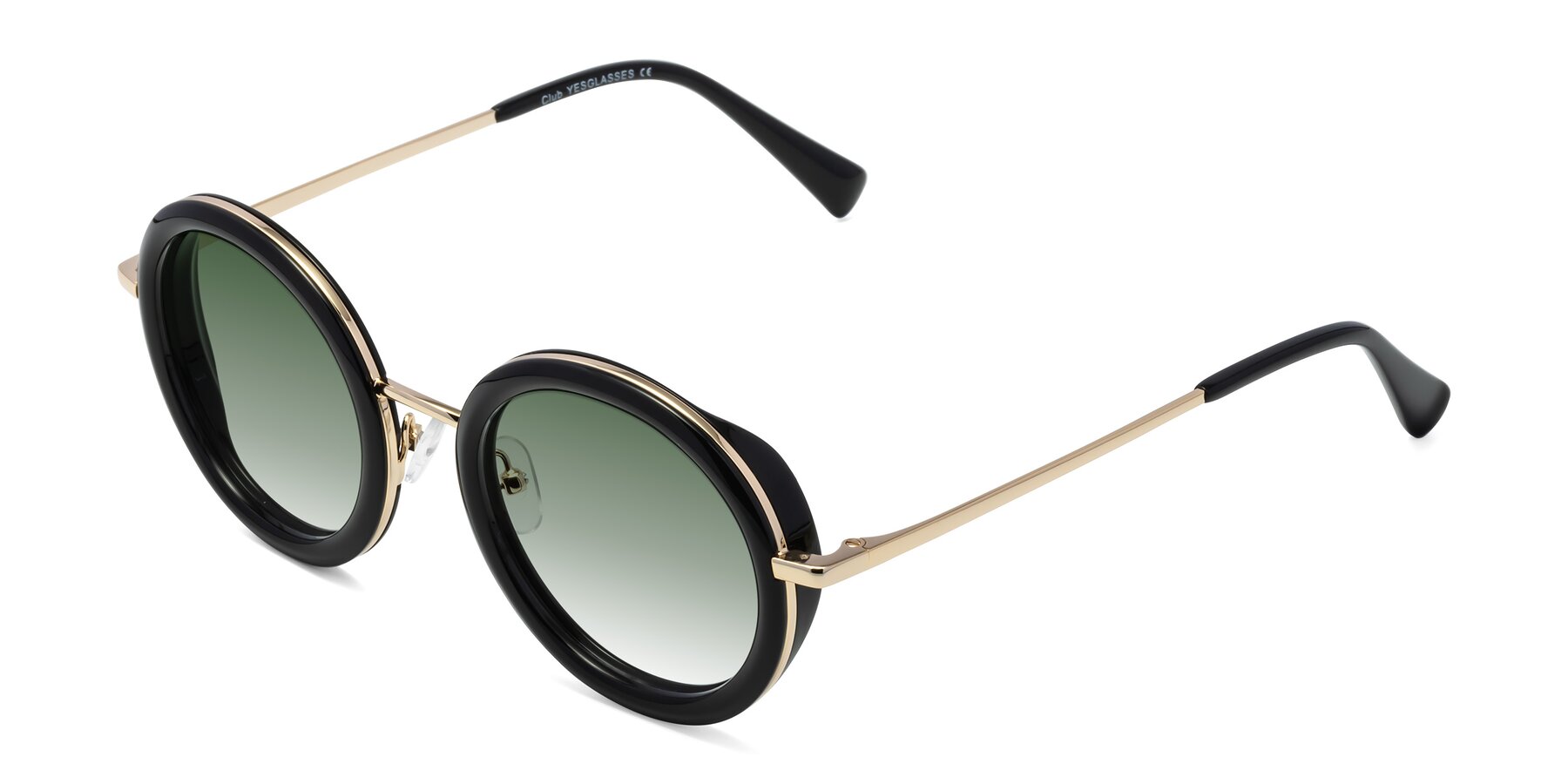 Angle of Club in Black-Gold with Green Gradient Lenses