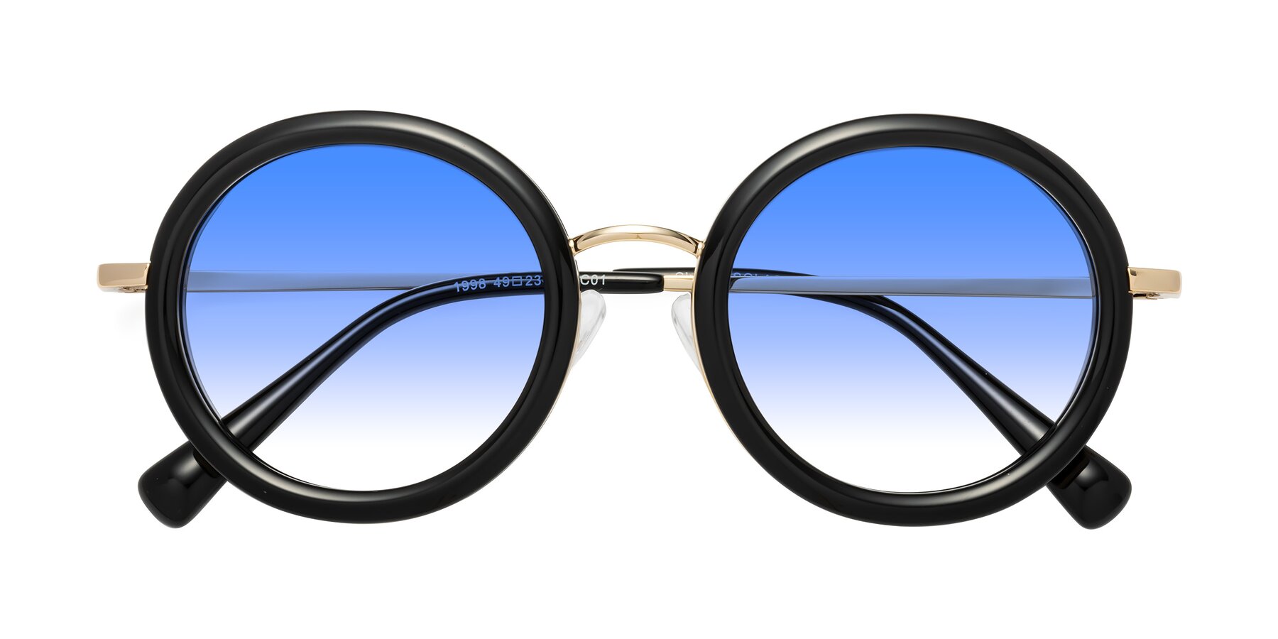 Folded Front of Club in Black-Gold with Blue Gradient Lenses