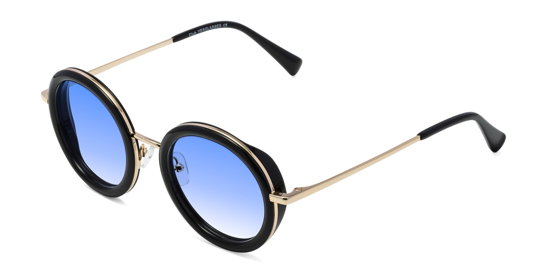 Angle of Club in Black-Gold with Blue Gradient Lenses