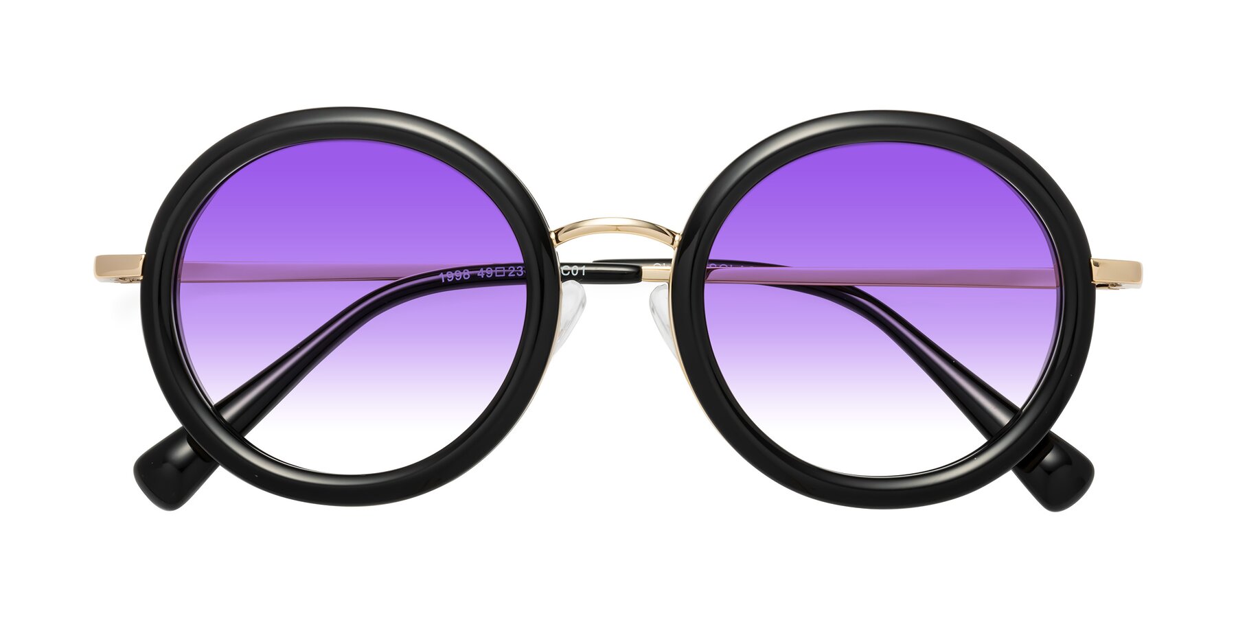 Folded Front of Club in Black-Gold with Purple Gradient Lenses