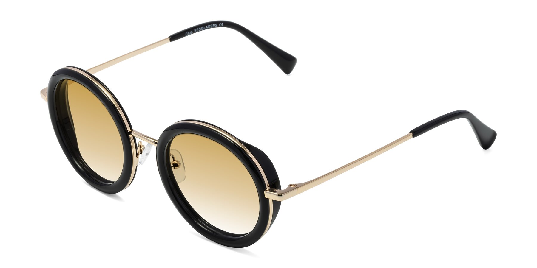 Angle of Club in Black-Gold with Champagne Gradient Lenses