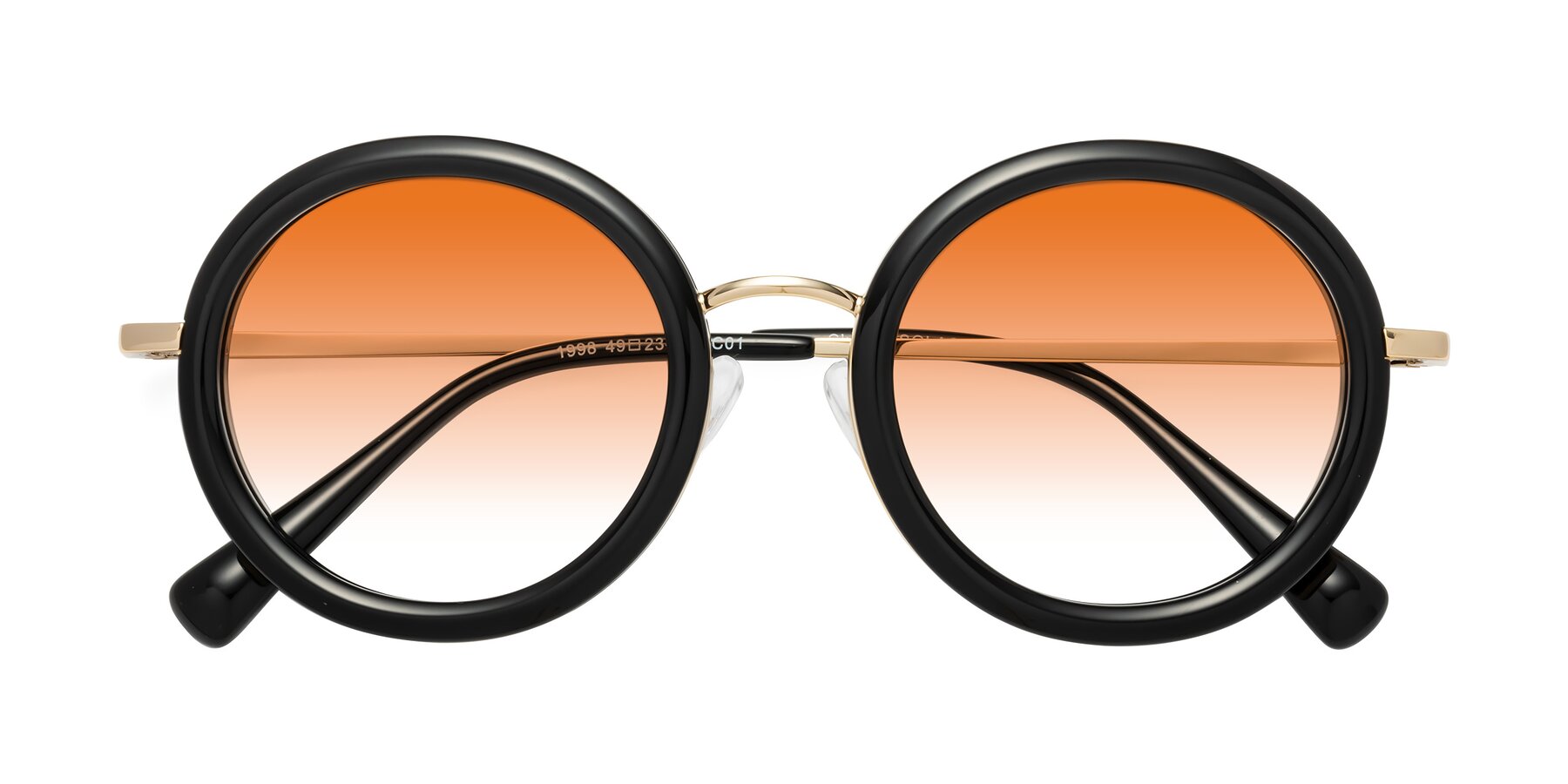 Folded Front of Club in Black-Gold with Orange Gradient Lenses