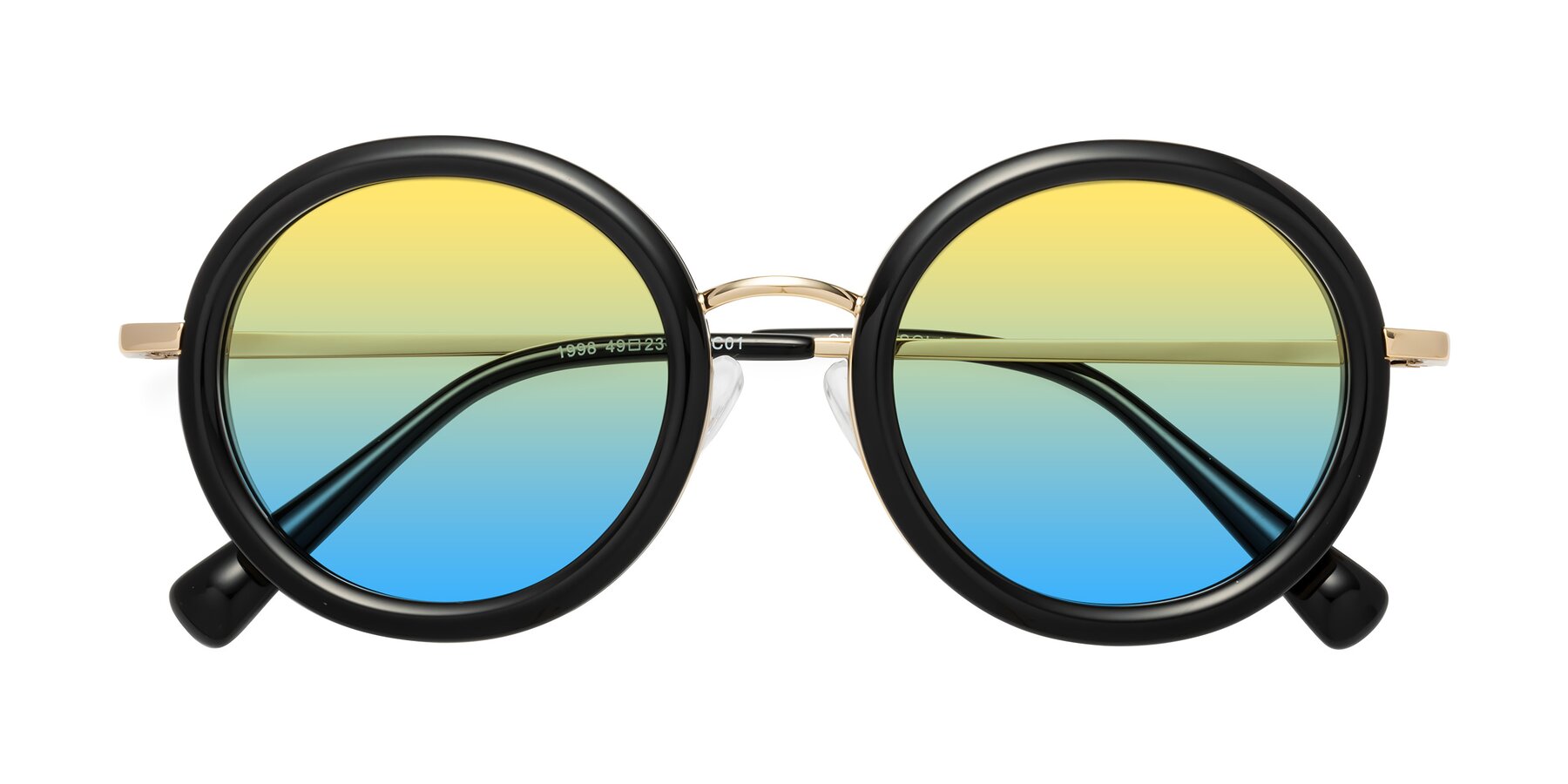 Folded Front of Club in Black-Gold with Yellow / Blue Gradient Lenses