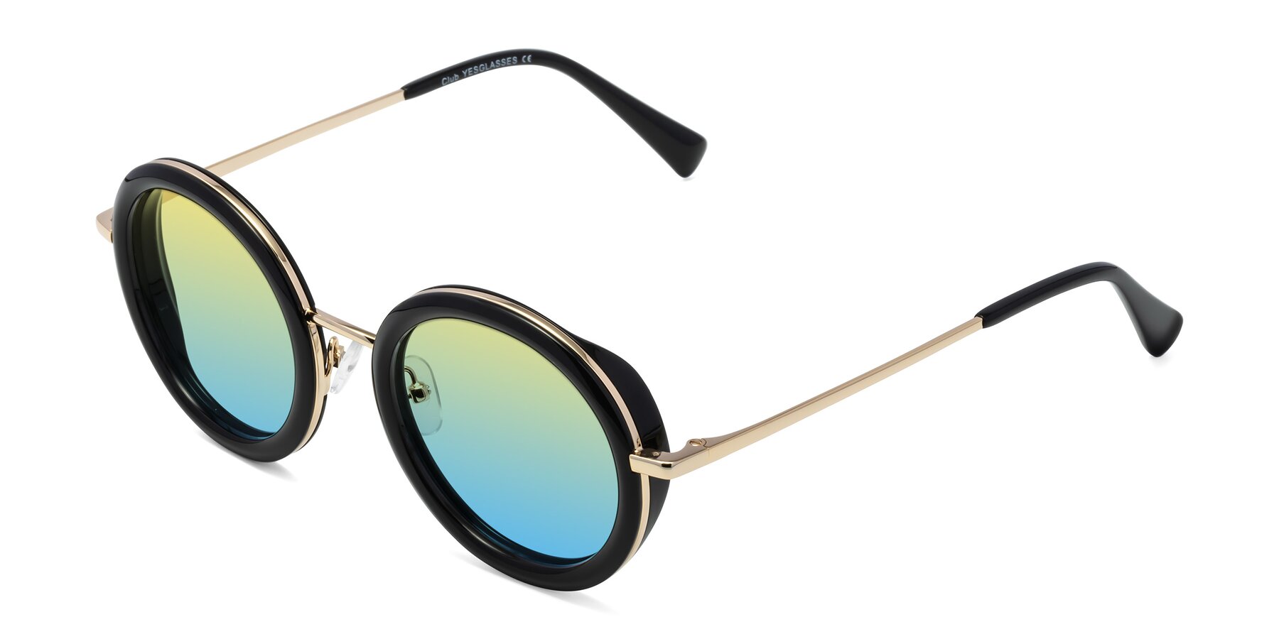 Angle of Club in Black-Gold with Yellow / Blue Gradient Lenses