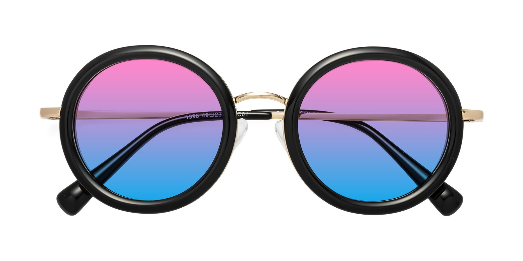Folded Front of Club in Black-Gold with Pink / Blue Gradient Lenses