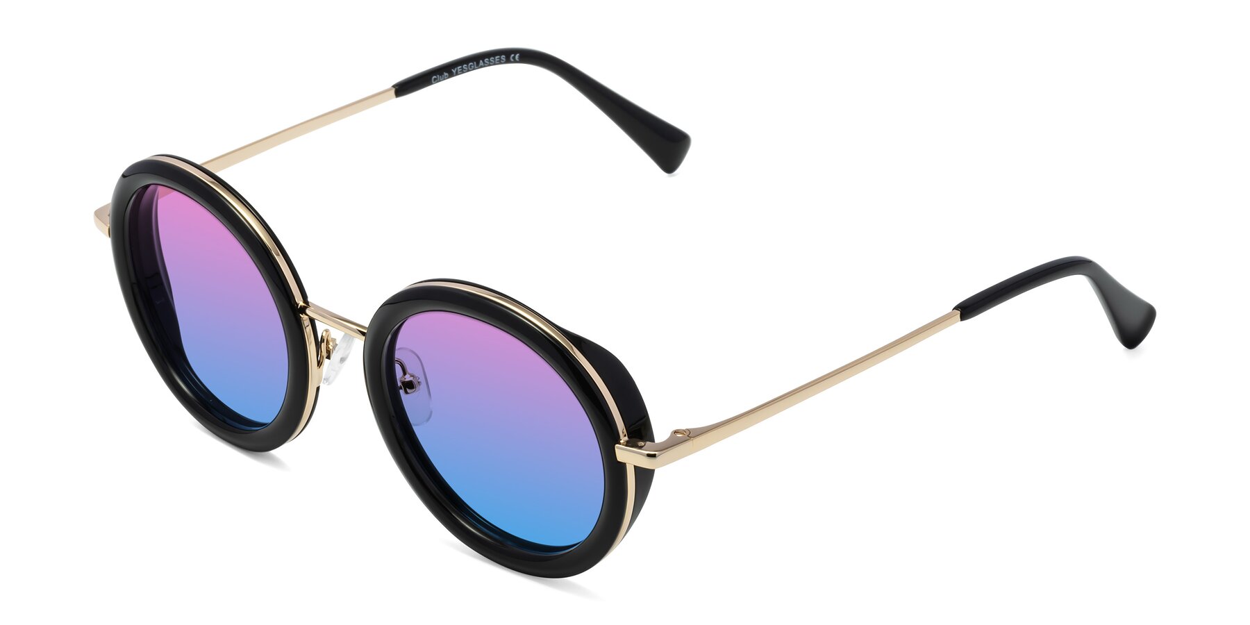 Angle of Club in Black-Gold with Pink / Blue Gradient Lenses