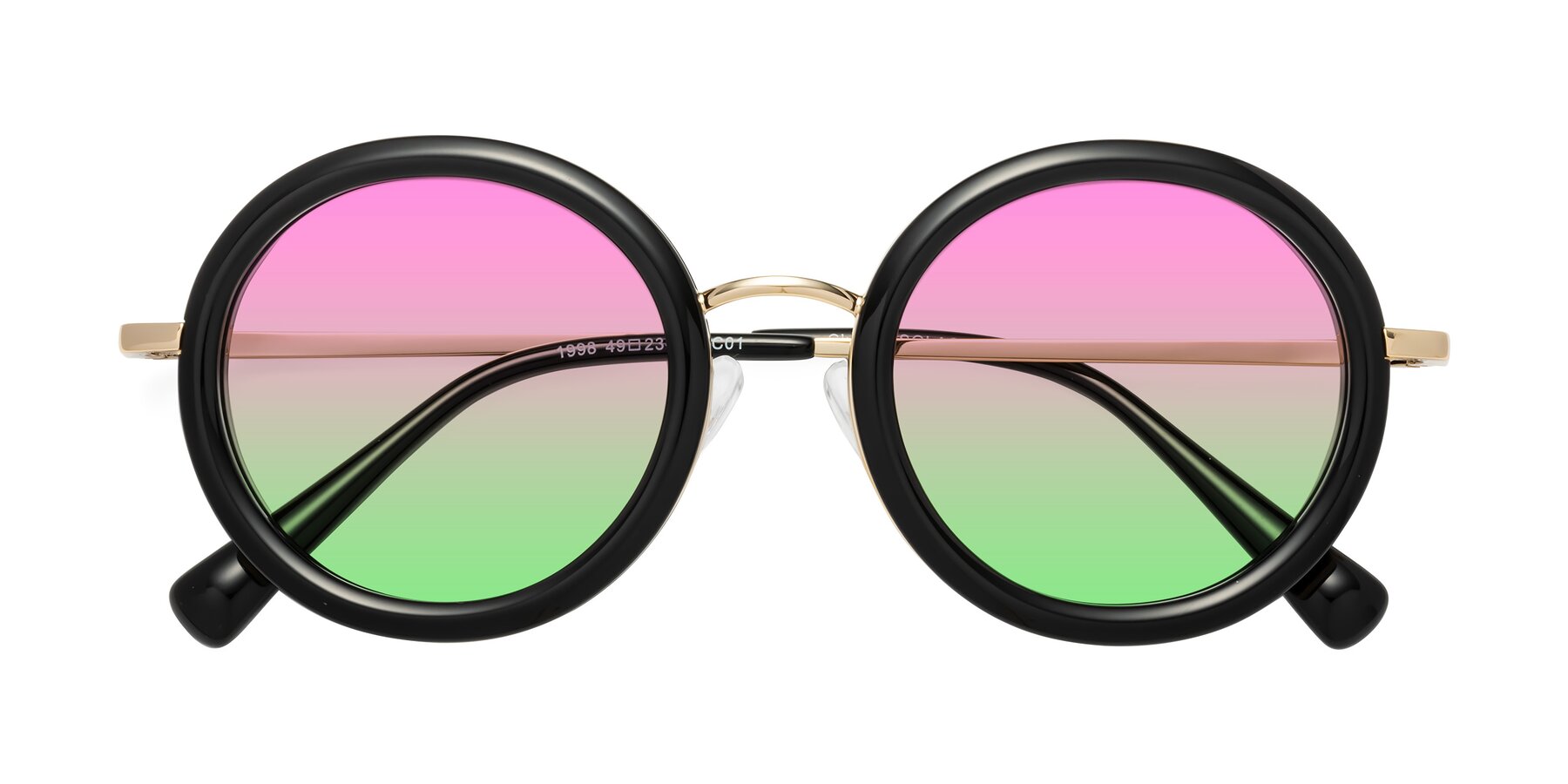 Folded Front of Club in Black-Gold with Pink / Green Gradient Lenses