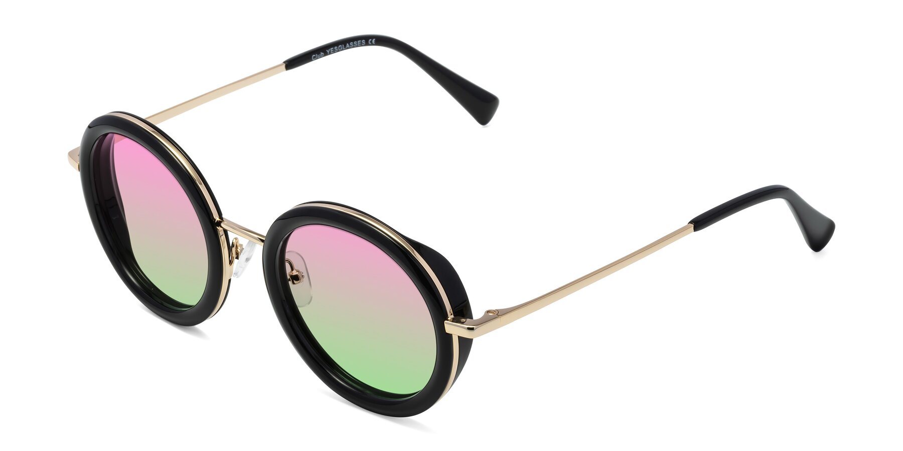 Angle of Club in Black-Gold with Pink / Green Gradient Lenses