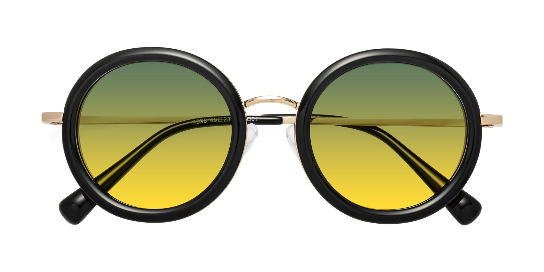 Folded Front of Club in Black-Gold with Green / Yellow Gradient Lenses