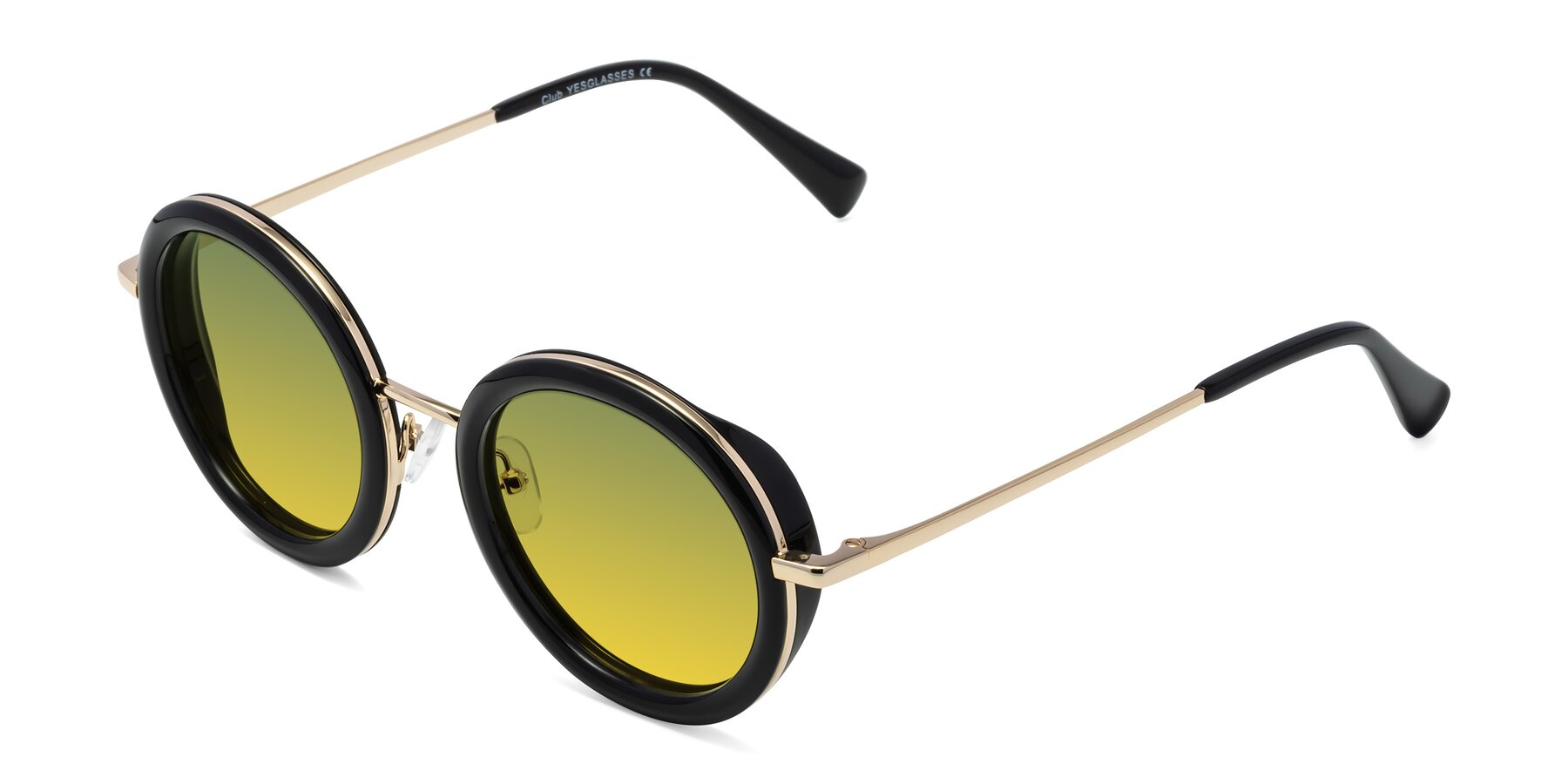 Angle of Club in Black-Gold with Green / Yellow Gradient Lenses