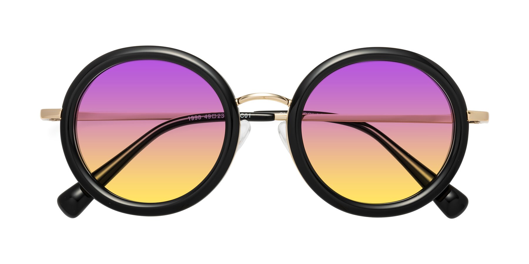 Folded Front of Club in Black-Gold with Purple / Yellow Gradient Lenses