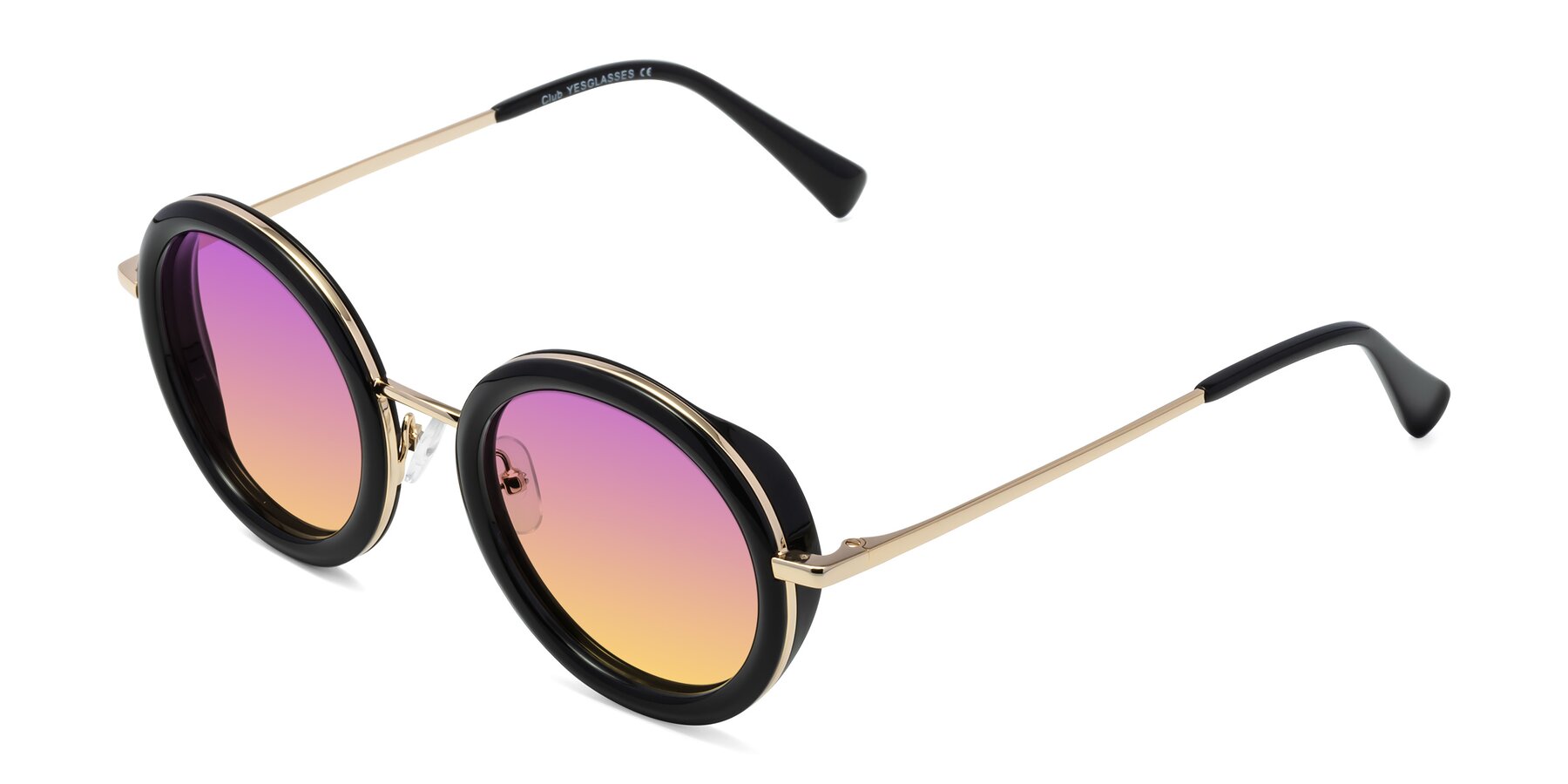 Angle of Club in Black-Gold with Purple / Yellow Gradient Lenses