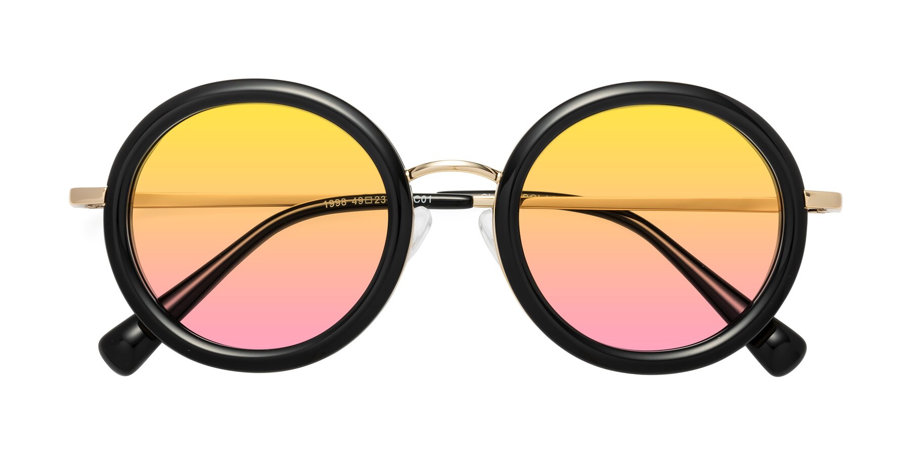 Folded Front of Club in Black-Gold with Yellow / Pink Gradient Lenses