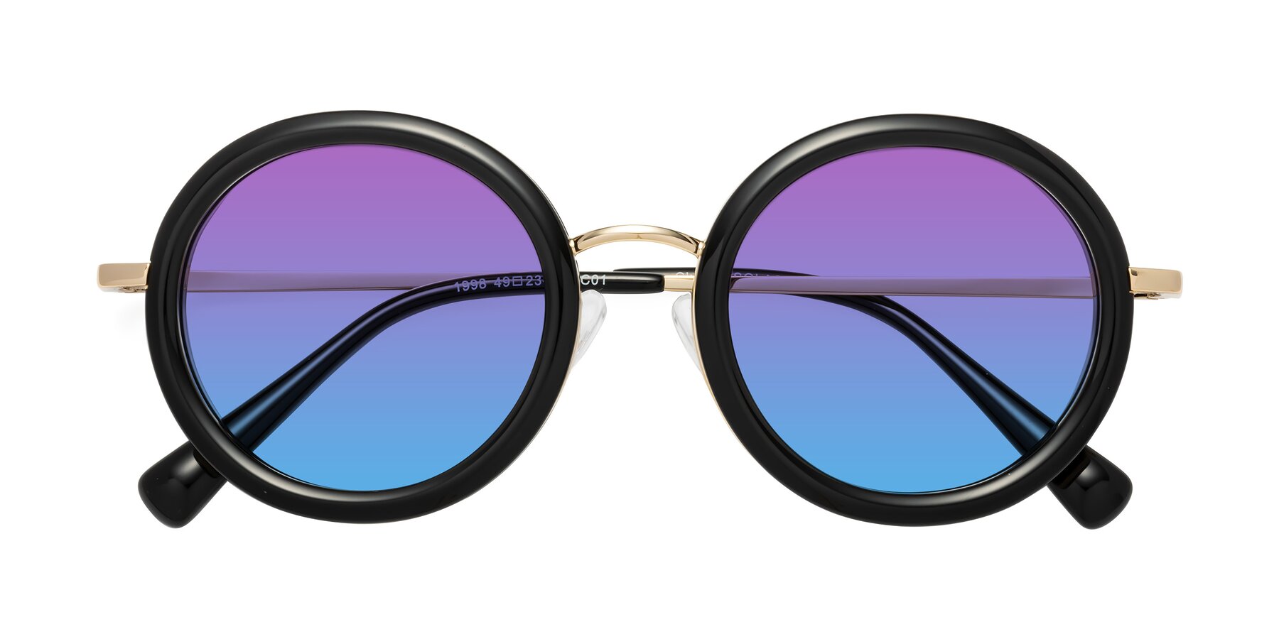 Folded Front of Club in Black-Gold with Purple / Blue Gradient Lenses