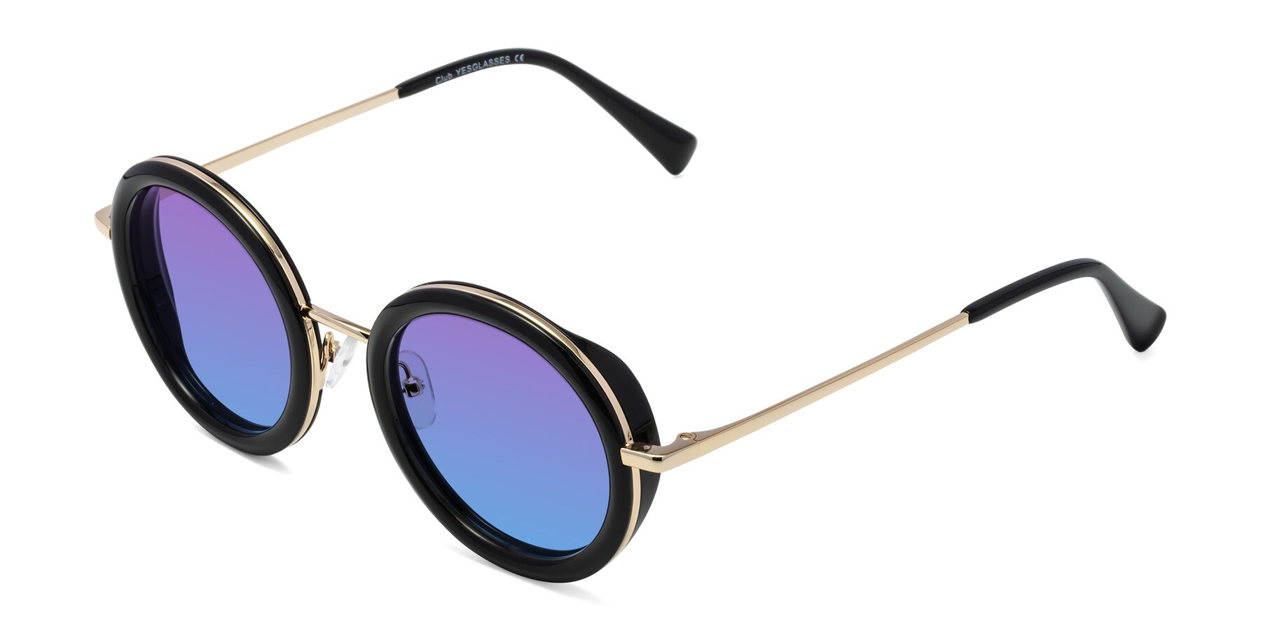 Angle of Club in Black-Gold with Purple / Blue Gradient Lenses