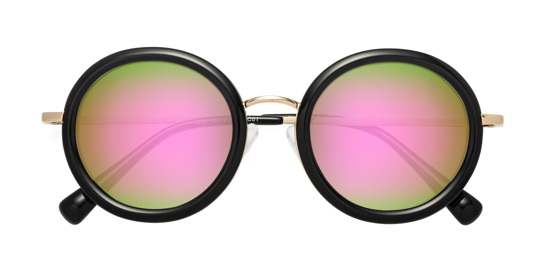 Folded Front of Club in Black-Gold with Pink Mirrored Lenses
