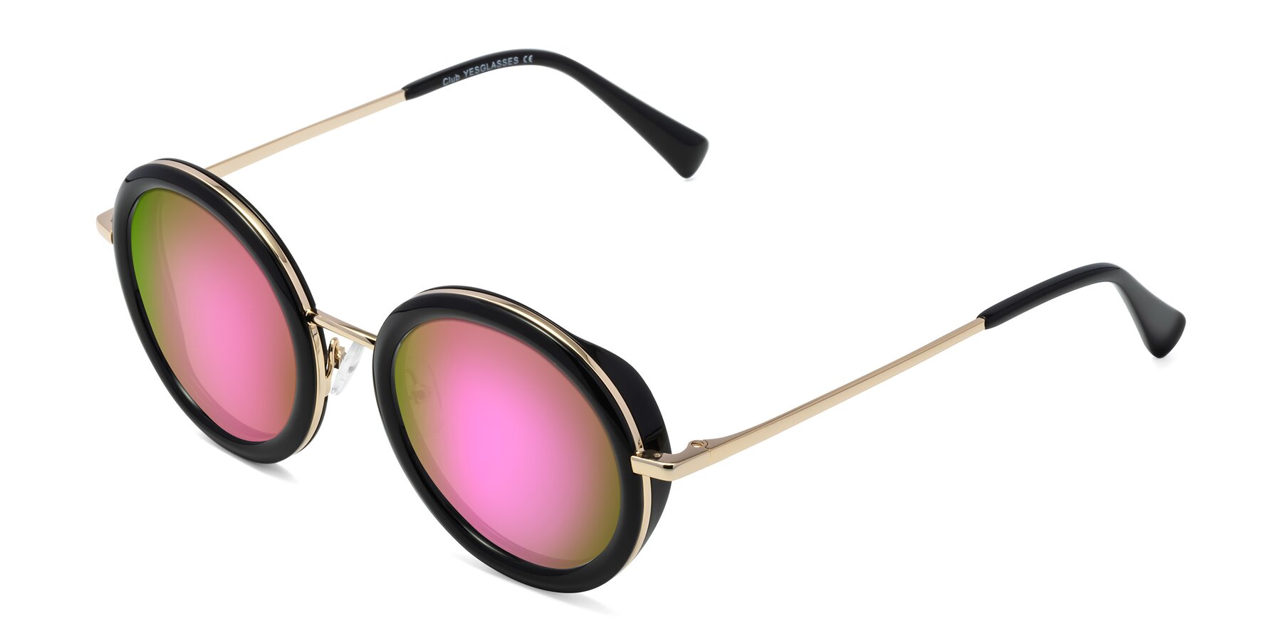 Angle of Club in Black-Gold with Pink Mirrored Lenses