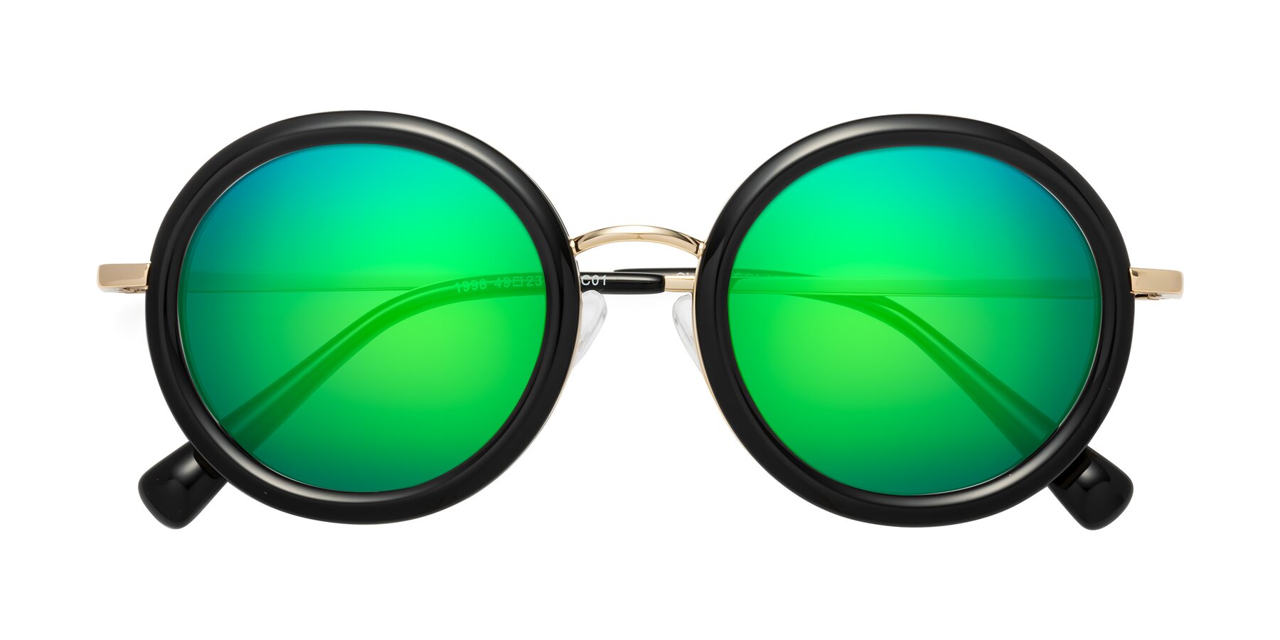 Folded Front of Club in Black-Gold with Green Mirrored Lenses