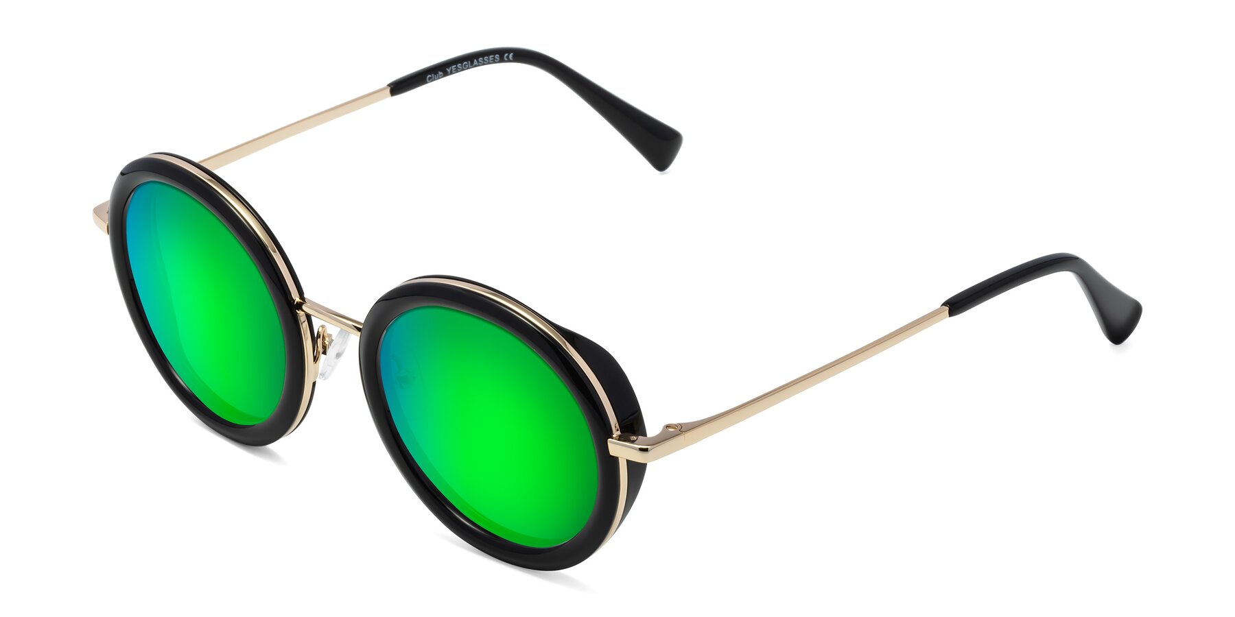 Angle of Club in Black-Gold with Green Mirrored Lenses
