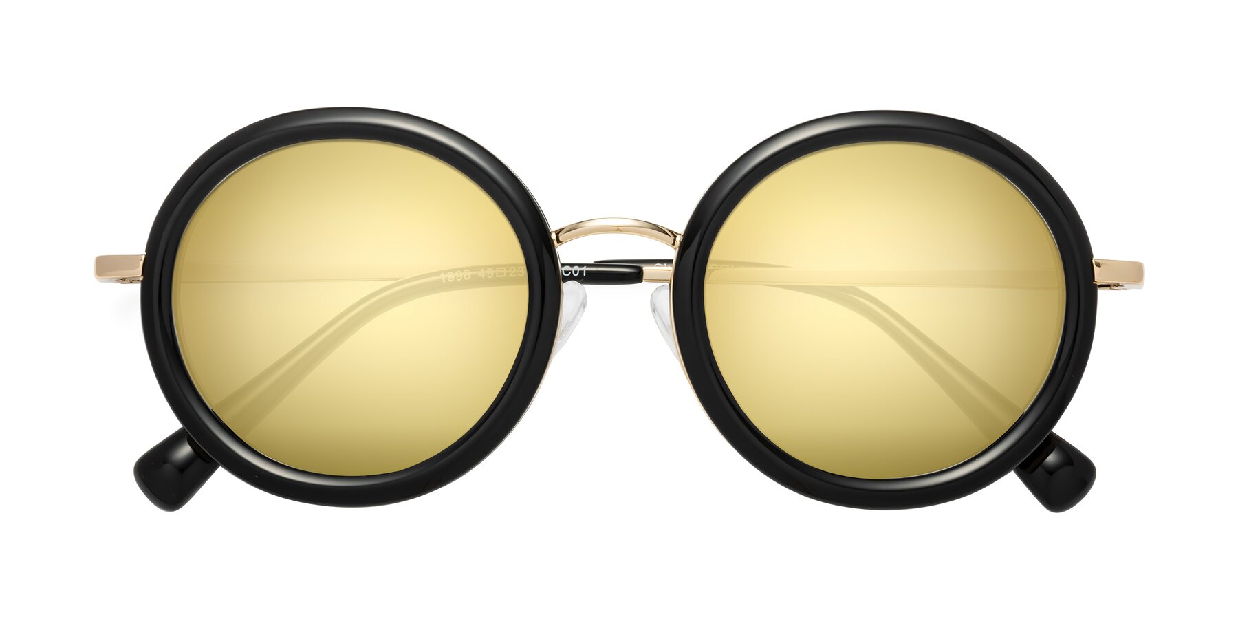 Folded Front of Club in Black-Gold with Gold Mirrored Lenses