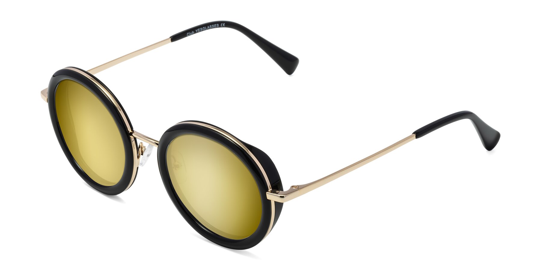 Angle of Club in Black-Gold with Gold Mirrored Lenses