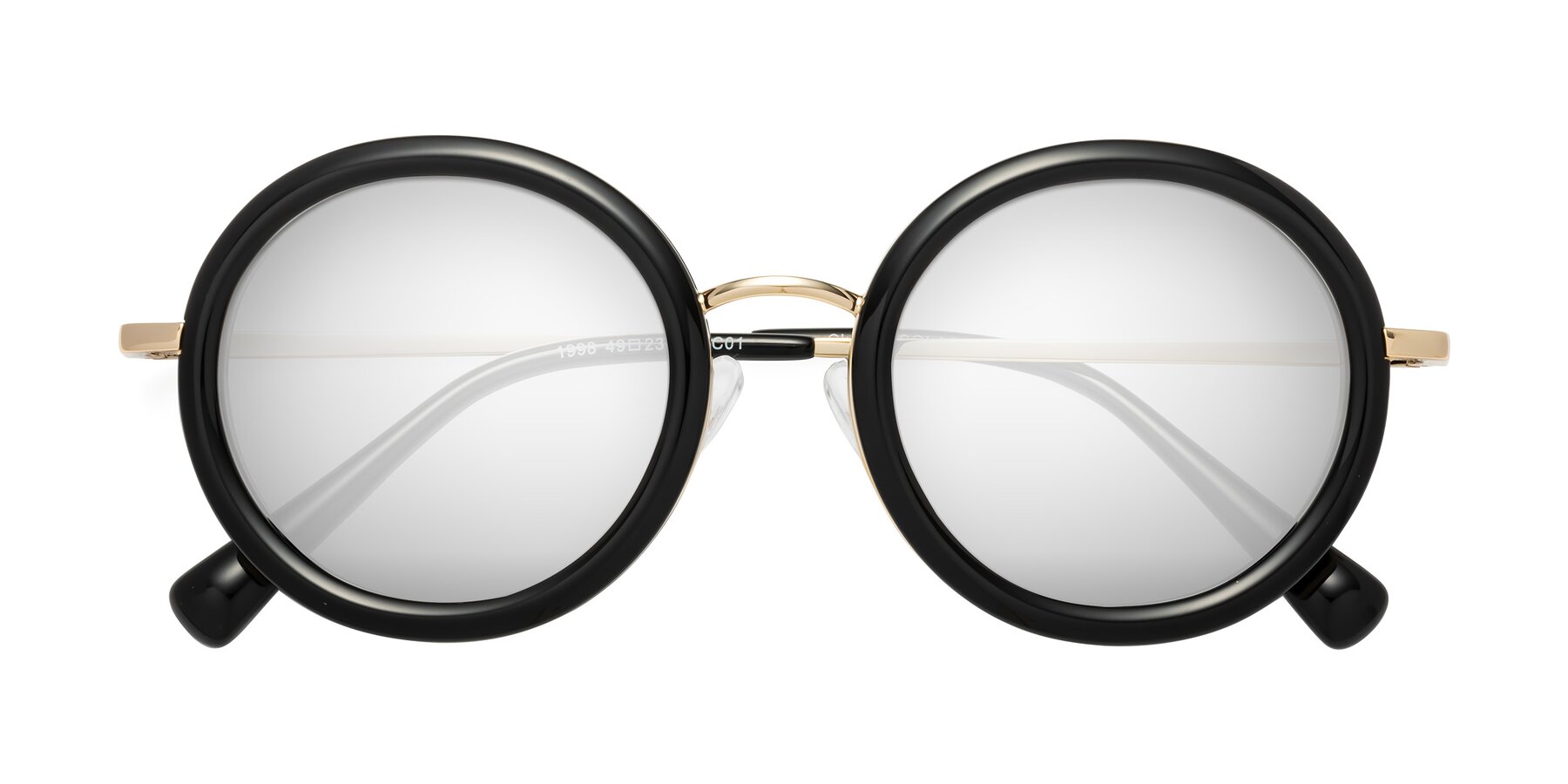 Folded Front of Club in Black-Gold with Silver Mirrored Lenses