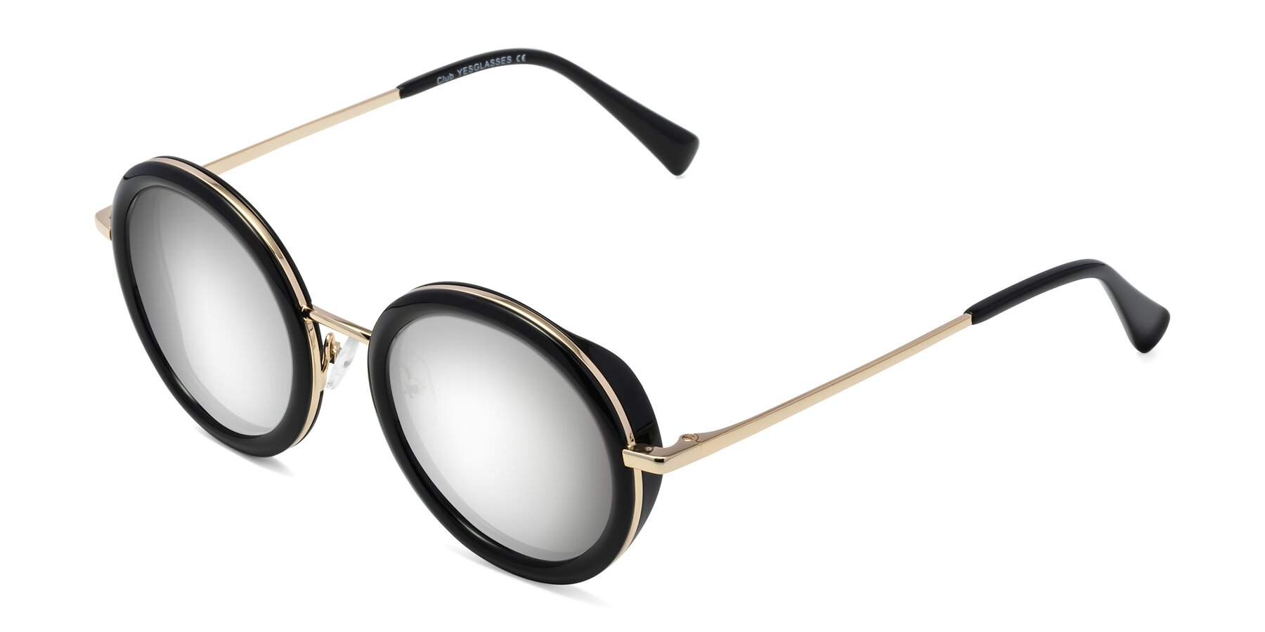 Angle of Club in Black-Gold with Silver Mirrored Lenses