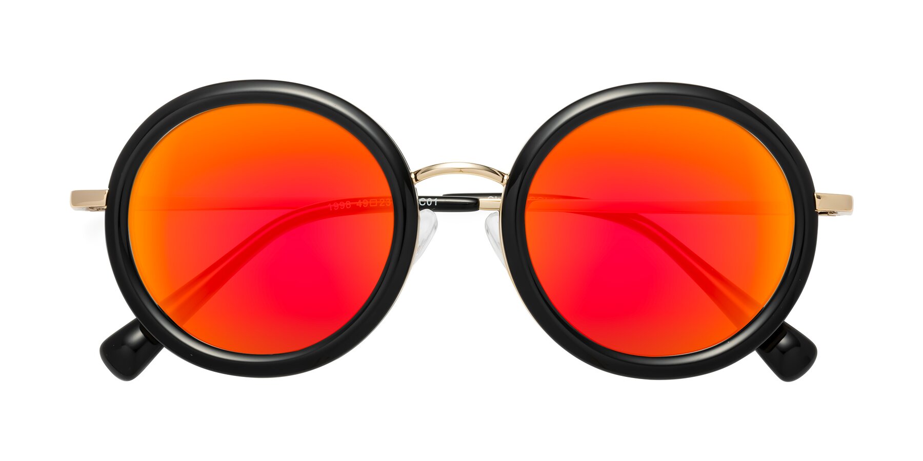 Folded Front of Club in Black-Gold with Red Gold Mirrored Lenses