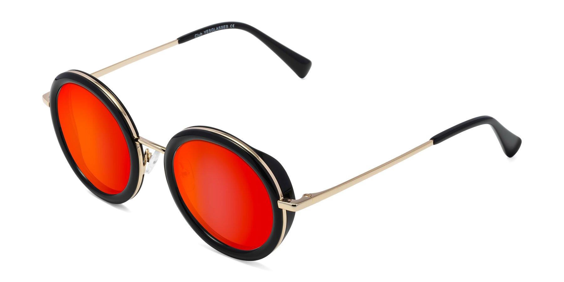 Angle of Club in Black-Gold with Red Gold Mirrored Lenses