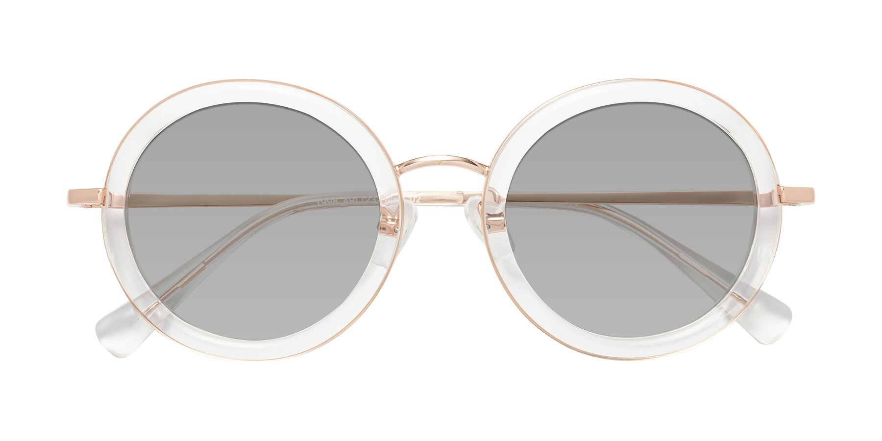 Folded Front of Club in Clear-Rose Gold with Light Gray Tinted Lenses