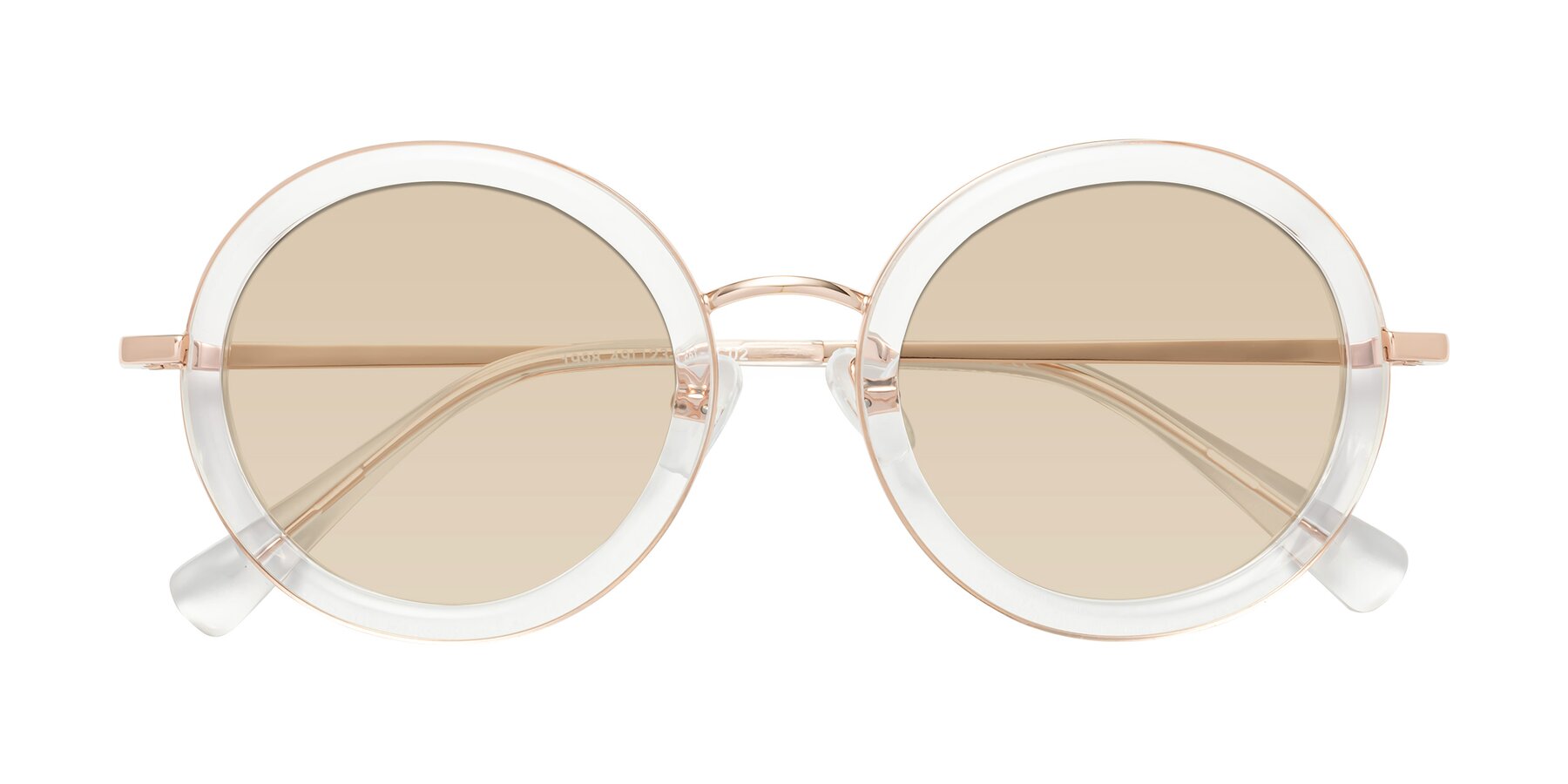 Folded Front of Club in Clear-Rose Gold with Light Brown Tinted Lenses