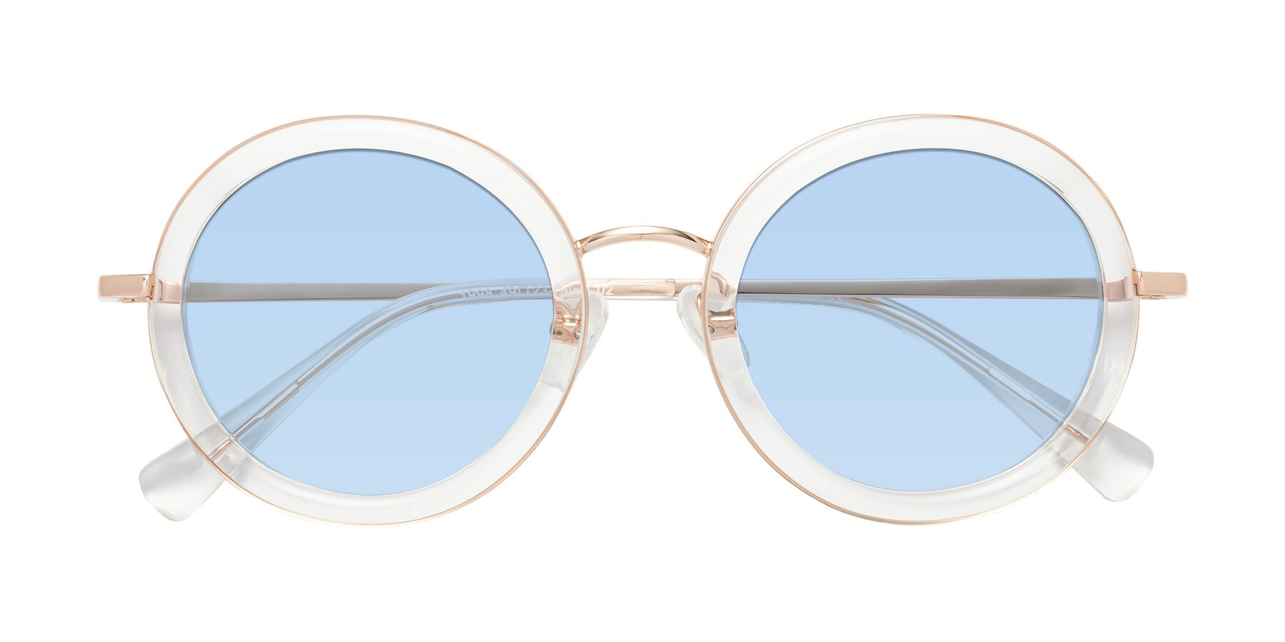 Folded Front of Club in Clear-Rose Gold with Light Blue Tinted Lenses