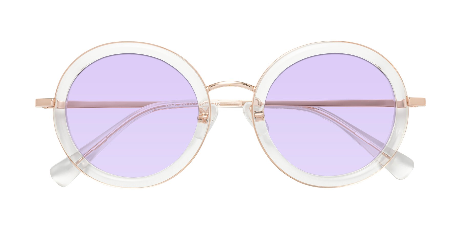Folded Front of Club in Clear-Rose Gold with Light Purple Tinted Lenses