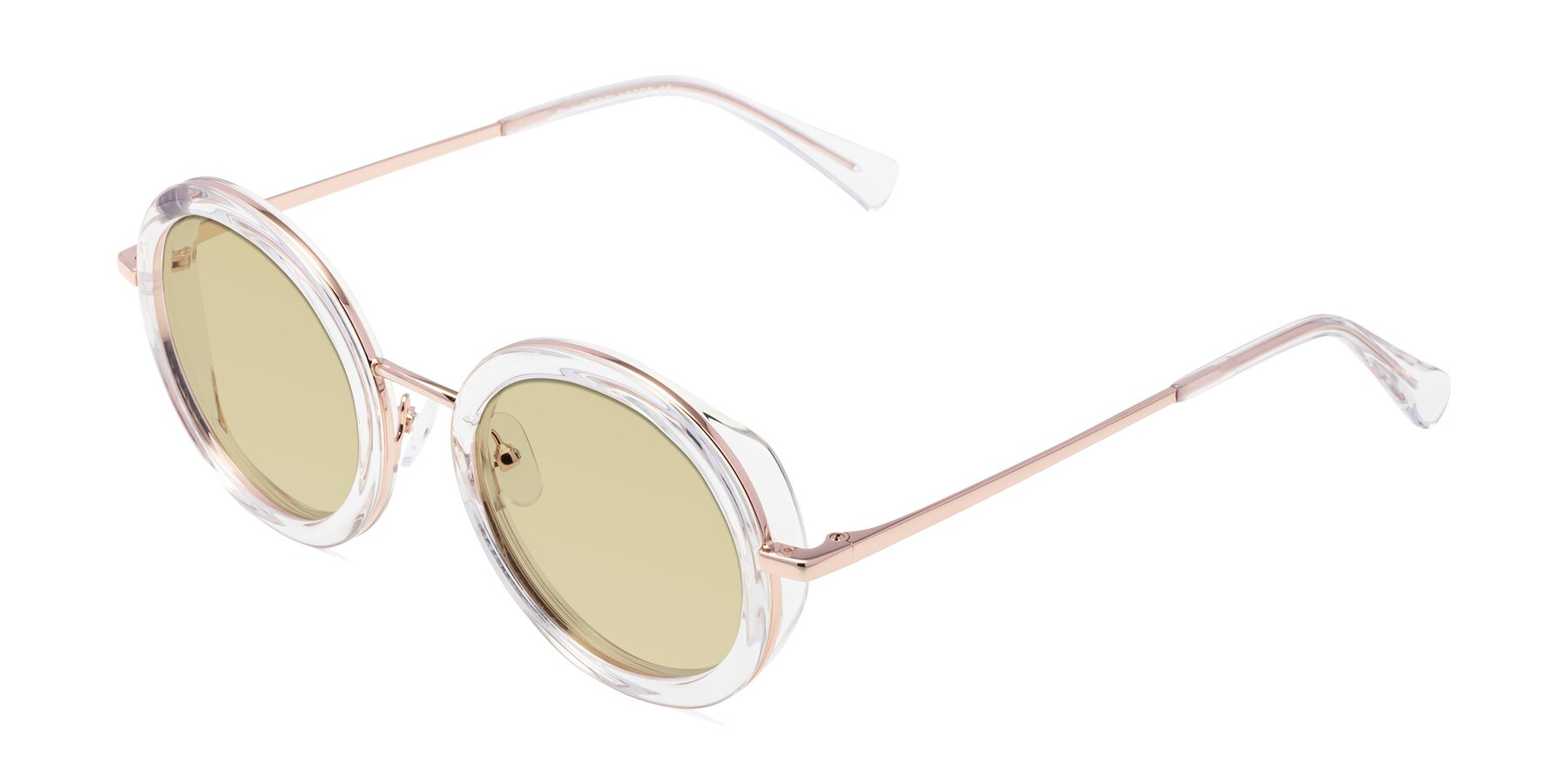 Angle of Club in Clear-Rose Gold with Light Champagne Tinted Lenses