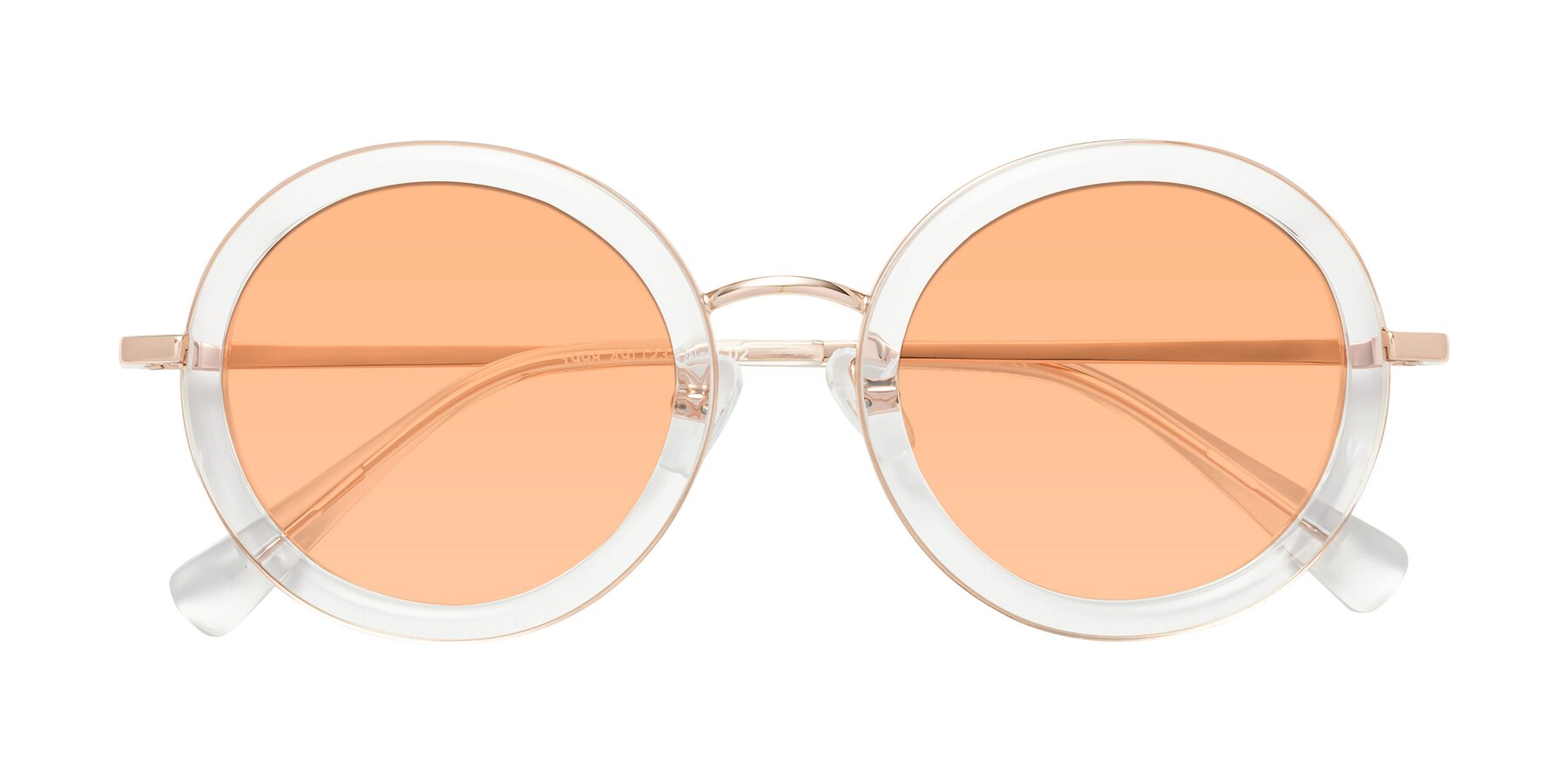 Folded Front of Club in Clear-Rose Gold with Light Orange Tinted Lenses
