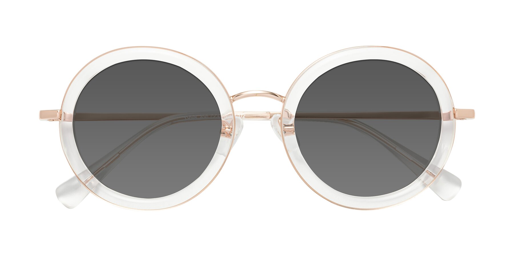 Folded Front of Club in Clear-Rose Gold with Medium Gray Tinted Lenses