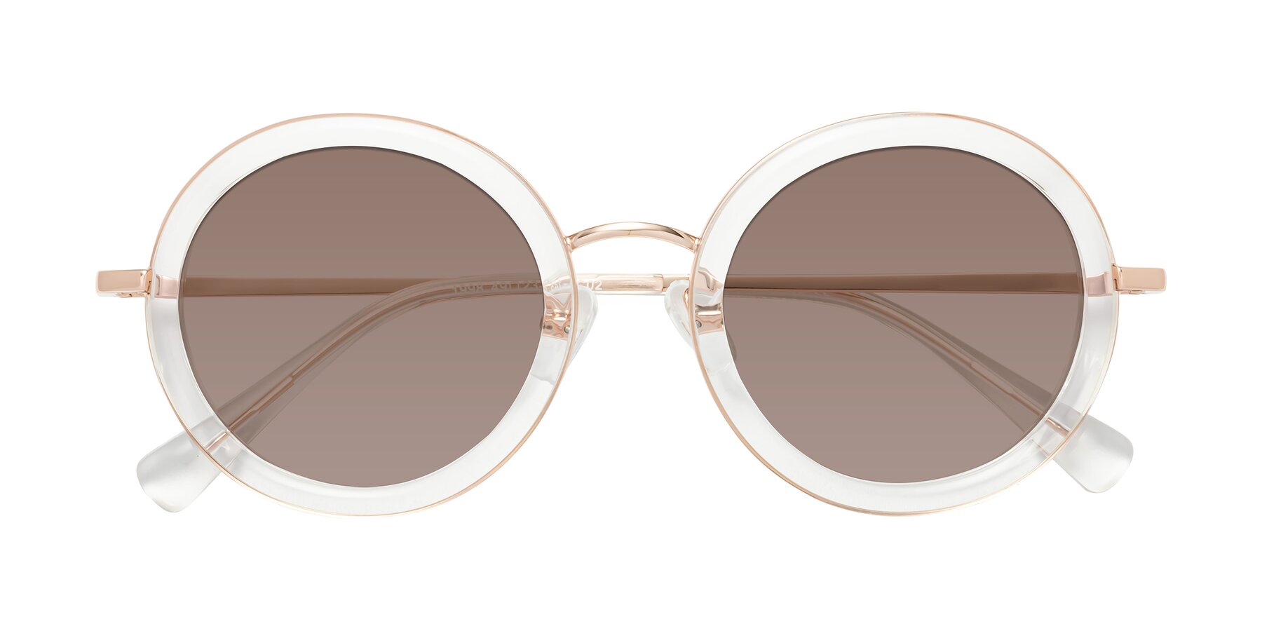 Folded Front of Club in Clear-Rose Gold with Medium Brown Tinted Lenses