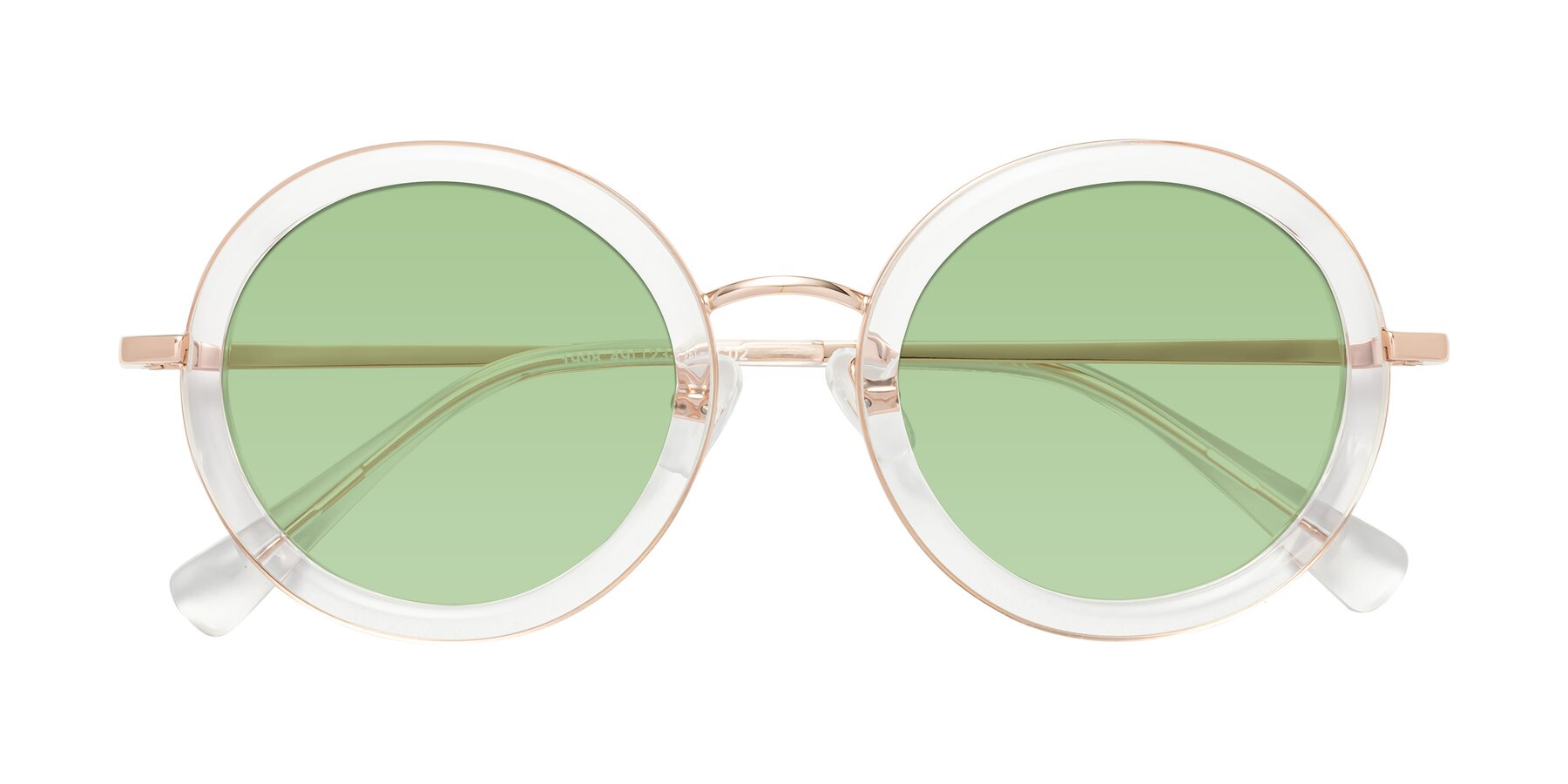 Folded Front of Club in Clear-Rose Gold with Medium Green Tinted Lenses